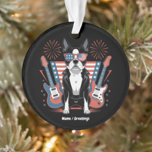Patriotic Boston Terrier Dog Lover Design USA Flag Ornament