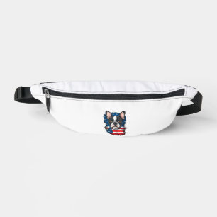 Patriotic Boston Terrier Dog Puppy American Flag 4 Fanny Pack