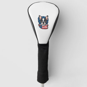 Patriotic Boston Terrier Dog Puppy American Flag 4 Golf Head Cover