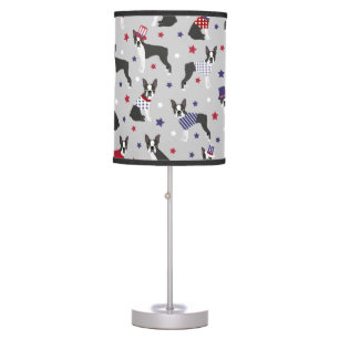 Patriotic Boston Terrier Dog Table Lamp