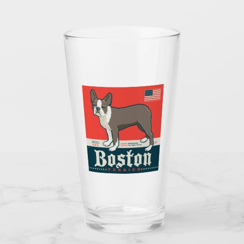 Patriotic  Boston Terrier Glass