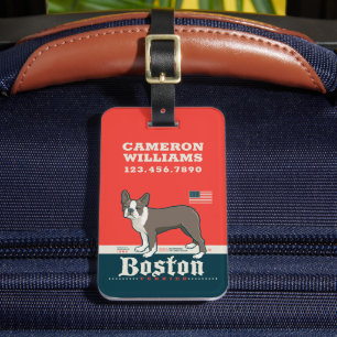 Patriotic   Boston Terrier Luggage Tag