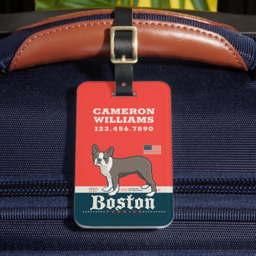Patriotic  Boston Terrier Luggage Tag