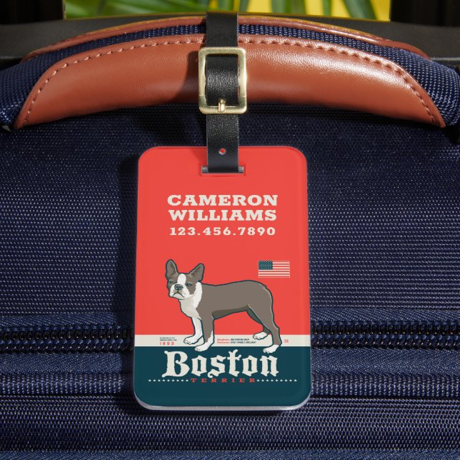 Patriotic | Boston Terrier Luggage Tag (Front Insitu 2)