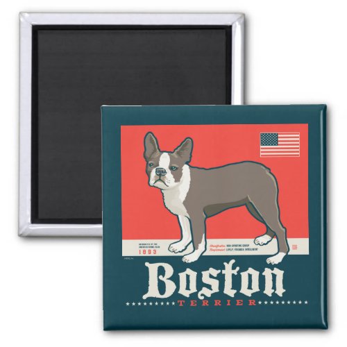 Patriotic  Boston Terrier Magnet
