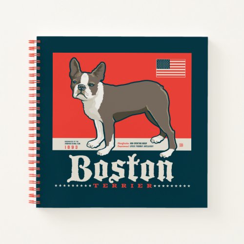 Patriotic  Boston Terrier Notebook