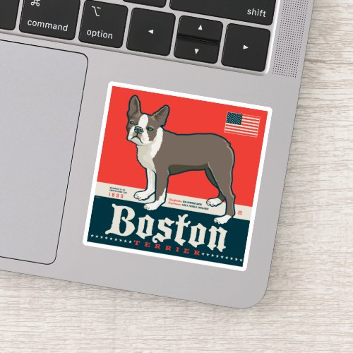 Patriotic  Boston Terrier Sticker