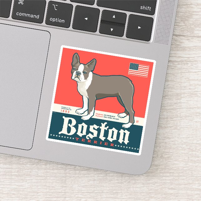Patriotic | Boston Terrier Sticker (Detail)