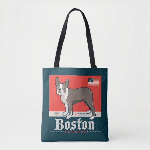 Patriotic  Boston Terrier Tote Bag