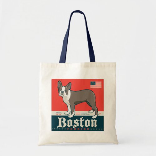 Patriotic  Boston Terrier Tote Bag