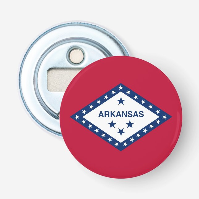 Patriotic bottle opener with Flag of Arkansas (Front)