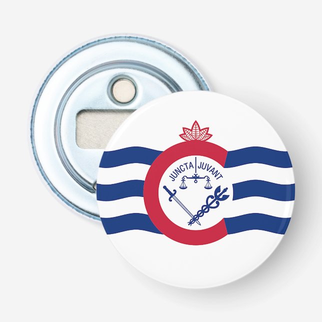 Patriotic bottle opener with Flag of Cincinnati (Front)