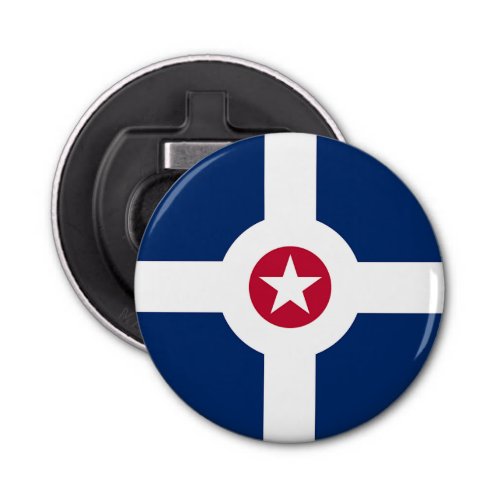 Patriotic bottle opener with Flag of Indianapolis