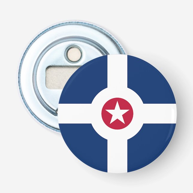 Patriotic bottle opener with Flag of Indianapolis (Front)