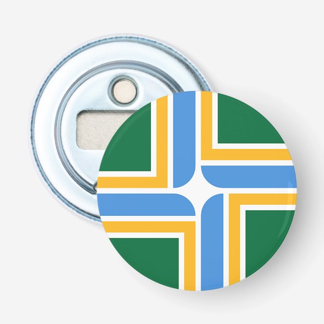 Patriotic bottle opener with Flag of Portland (Front)