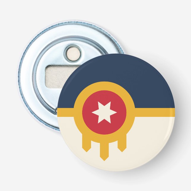 Patriotic bottle opener with Flag of Tulsa City (Front)