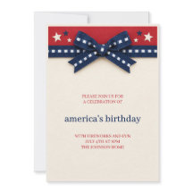 Patriotic Bow 4th of July Party Invitation