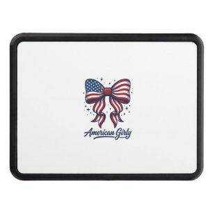 Patriotic Bow American Girly Vintage Shirt Design_ Hitch Cover
