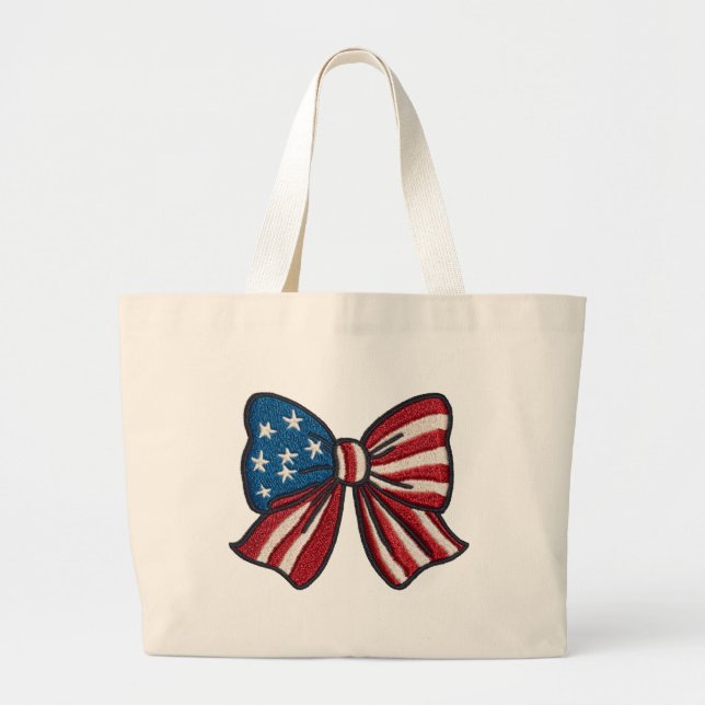 🇺🇸 Patriotic Bow Tote Bag 🎀👜✨ (Front)