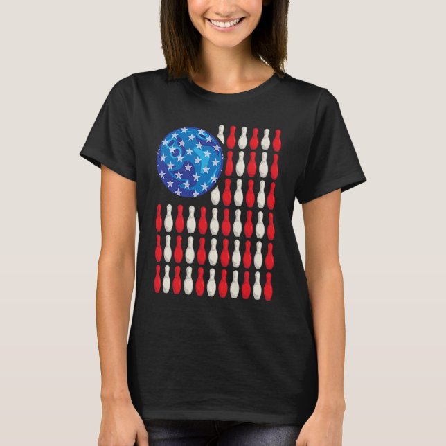 Patriotic Bowling Bowlers Players  Enthusiast Fan  T-Shirt (Front)