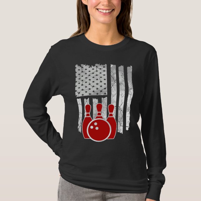 Patriotic Bowling Player Bowler T-Shirt (Front)