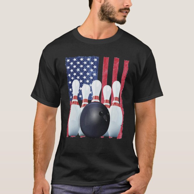 Patriotic Bowling Uniform Bowling Coach T-Shirt (Front)