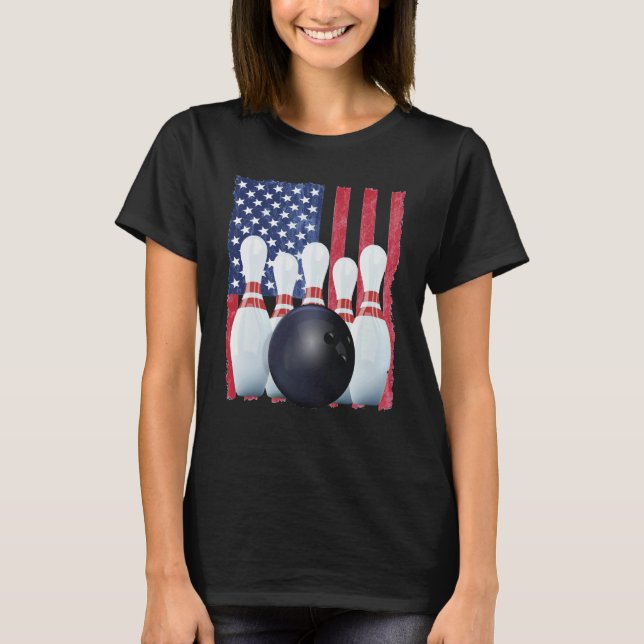 Patriotic Bowling Uniform Bowling Coach T-Shirt (Front)