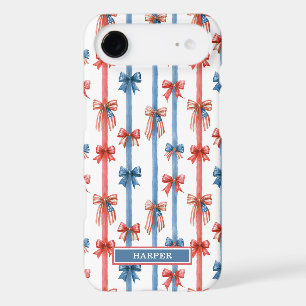 Patriotic Bows and Stripes Monogrammed iPhone 17 Air Case