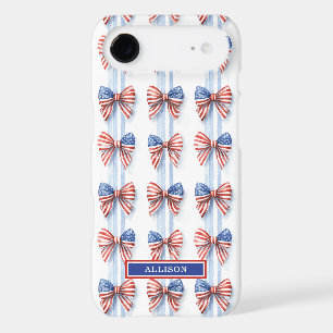 Patriotic Bows On Stripes Monogrammed Case-Mate iP iPhone 17 Air Case