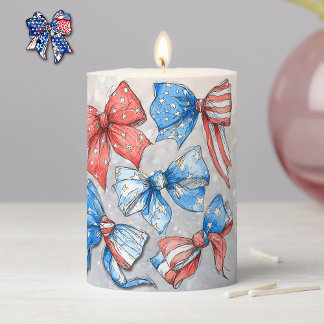 Patriotic Bows Pillar Candle
