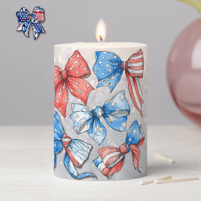 Patriotic Bows Pillar Candle (Creator Uploaded)