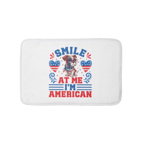 Patriotic Boxer Dog for 4th Of July Bath Mat