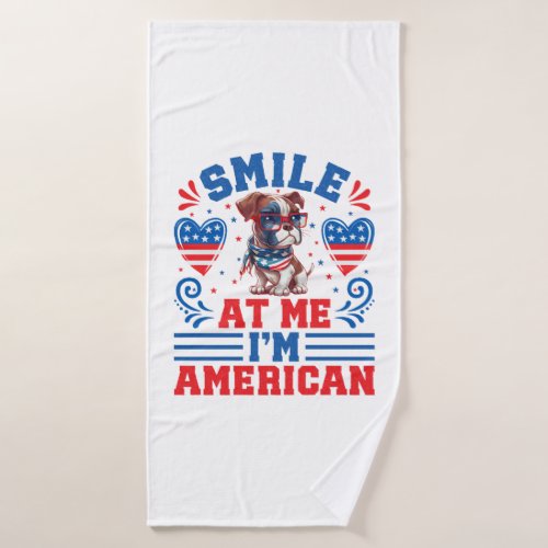 Patriotic Boxer Dog for 4th Of July Bath Towel