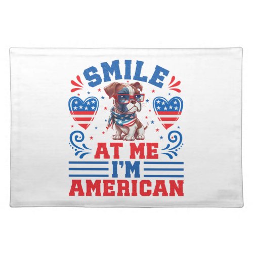 Patriotic Boxer Dog for 4th Of July Cloth Placemat