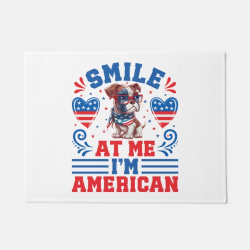 Patriotic Boxer Dog for 4th Of July Doormat