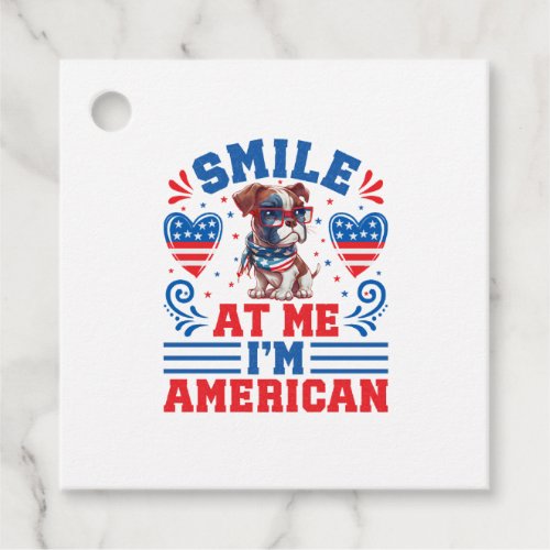 Patriotic Boxer Dog for 4th Of July Favor Tags