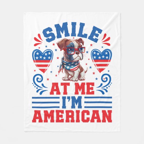 Patriotic Boxer Dog for 4th Of July Fleece Blanket