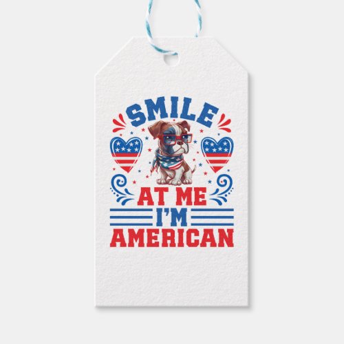 Patriotic Boxer Dog for 4th Of July Gift Tags