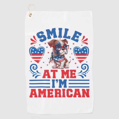 Patriotic Boxer Dog for 4th Of July Golf Towel
