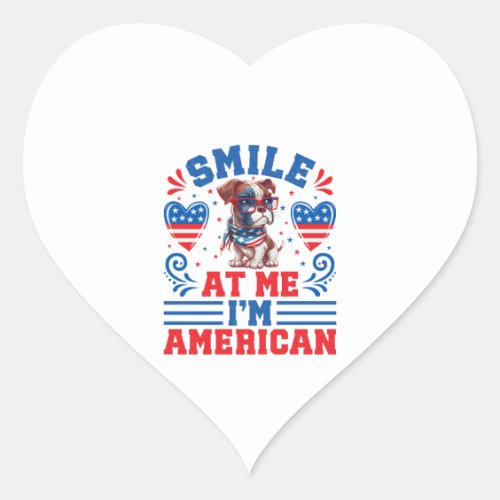 Patriotic Boxer Dog for 4th Of July Heart Sticker