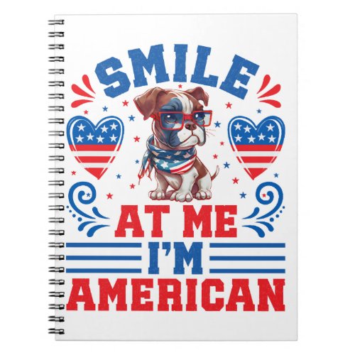 Patriotic Boxer Dog for 4th Of July Notebook