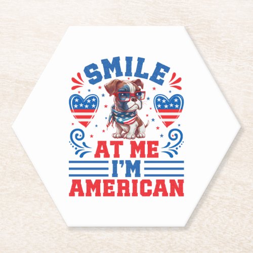 Patriotic Boxer Dog for 4th Of July Paper Coaster