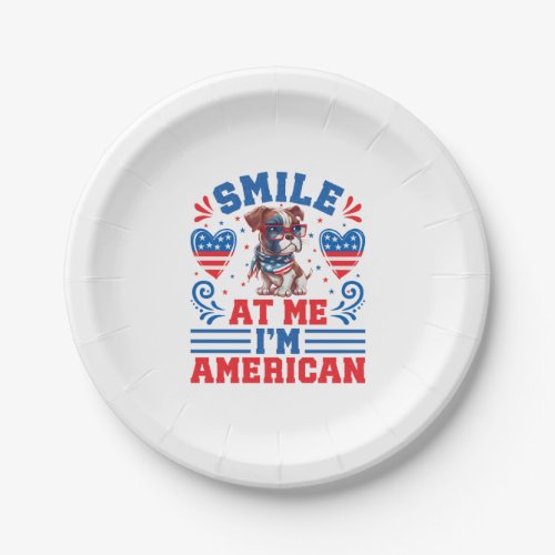 Patriotic Boxer Dog for 4th Of July Paper Plates