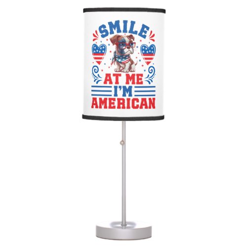 Patriotic Boxer Dog for 4th Of July Table Lamp