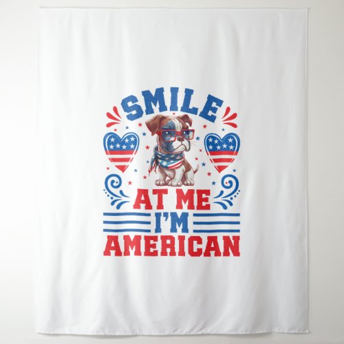 Patriotic Boxer Dog for 4th Of July Tapestry