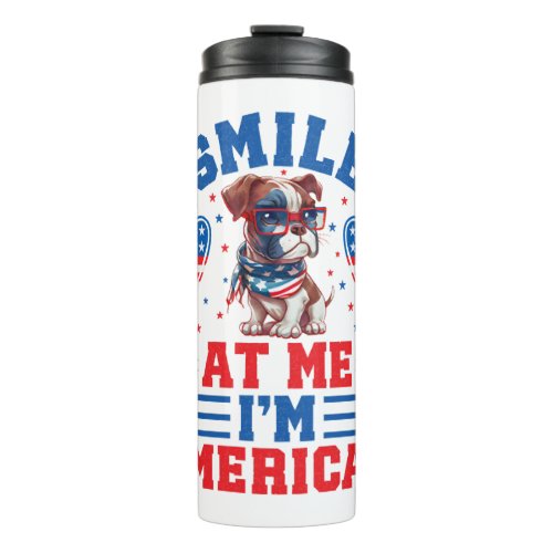 Patriotic Boxer Dog for 4th Of July Thermal Tumbler