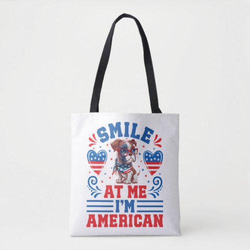 Patriotic Boxer Dog for 4th Of July Tote Bag