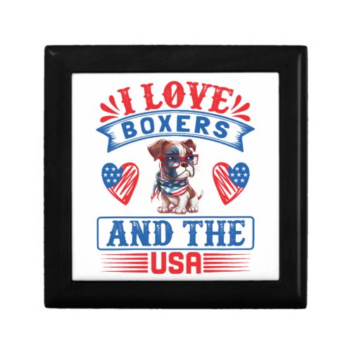 Patriotic Boxer Dog Gift Box