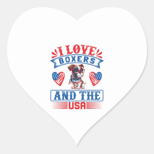 Patriotic Boxer Dog Heart Sticker