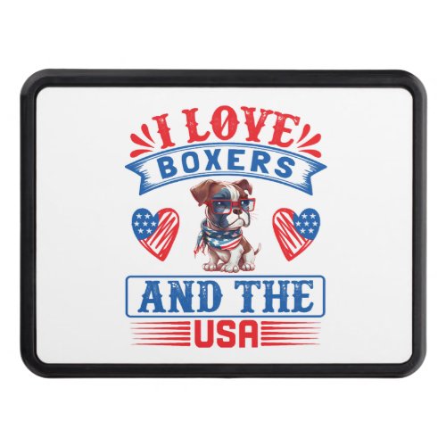 Patriotic Boxer Dog Hitch Cover